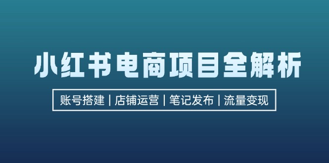 （12915期）小红书电商项目全解析，包括账号搭建、店铺运营、笔记发布  实现流量变现-副业心选