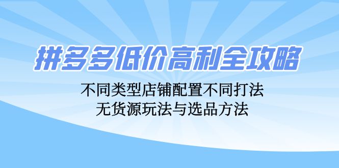 （12897期）拼多多低价高利全攻略：不同类型店铺配置不同打法，无货源玩法与选品方法 - 副业心选-副业心选