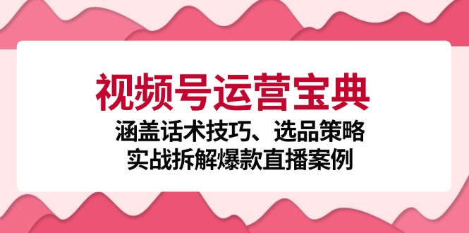 （12808期）视频号运营宝典：涵盖话术技巧、选品策略、实战拆解爆款直播案例-副业心选