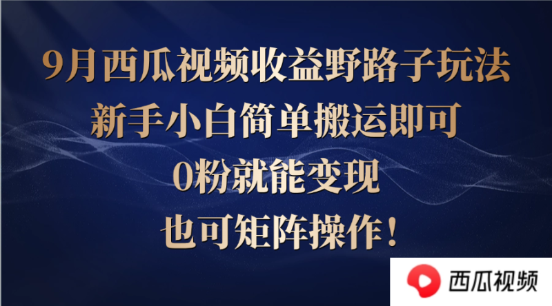 （12760期）西瓜视频收益野路子玩法，新手小白简单搬运即可，0粉就能变现，也可矩…-副业心选