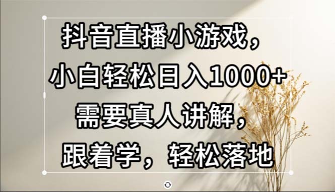 （13075期）抖音直播小游戏，小白轻松日入1000+需要真人讲解，跟着学，轻松落地 - 副业心选-副业心选