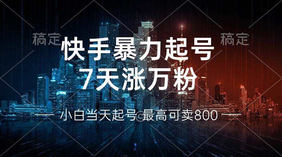 （13142期）快手暴力起号，7天涨万粉，小白当天起号 多种变现方式，账号回收，单月… - 副业心选-副业心选