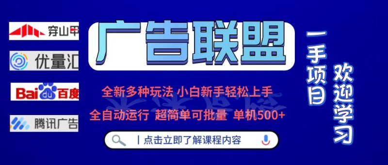 （13258期）广告联盟 全新多种玩法 单机500+  全自动运行  可批量运行-副业心选