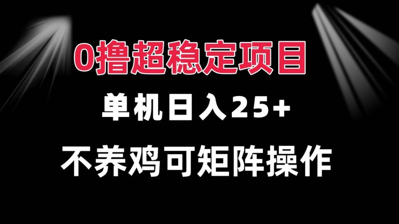 （13355期）0撸项目 单机日入25+ 可批量操作 无需养鸡 长期稳定 做了就有-副业心选