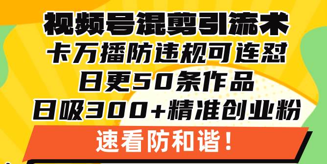 （13400期）视频号混剪引流技术，500万播放引流17000创业粉，操作简单当天学会 - 副业心选-副业心选