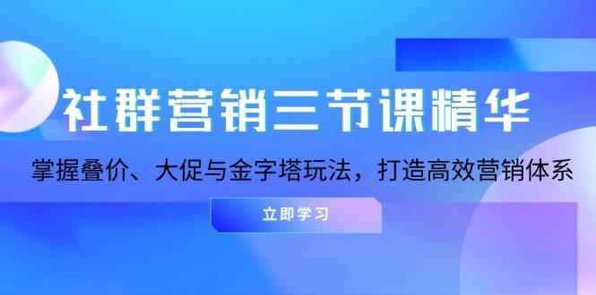 （13431期）社群营销三节课精华：掌握叠价、大促与金字塔玩法，打造高效营销体系-副业心选