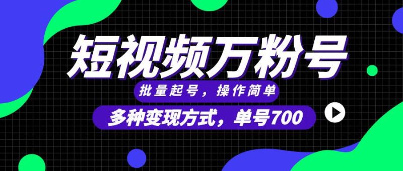 （13497期）短视频快速涨粉，批量起号，单号700，多种变现途径，可无限扩大来做。-副业心选