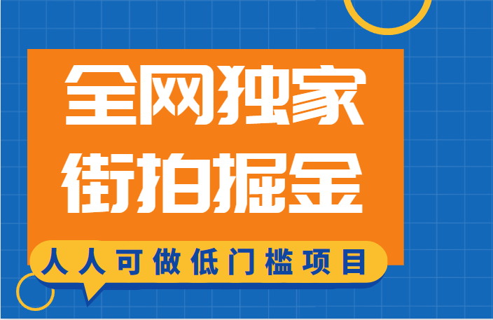 全网独家一街拍掘金，低门槛人人可做的赚钱项目-副业心选