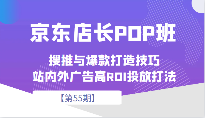 京东店长POP班【第55期】，京东搜推与爆款打造技巧，站内外广告高ROI投放打法-副业心选