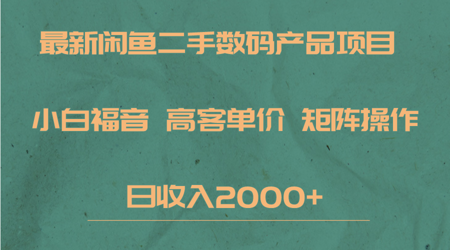 最新闲鱼二手数码赛道，小白福音，高客单价，矩阵操作，日收入2000+ - 副业心选-副业心选