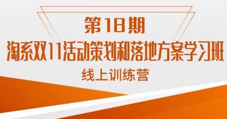 淘系双11活动策划和落地方案学习班线上训练营（第18期） - 副业心选-副业心选