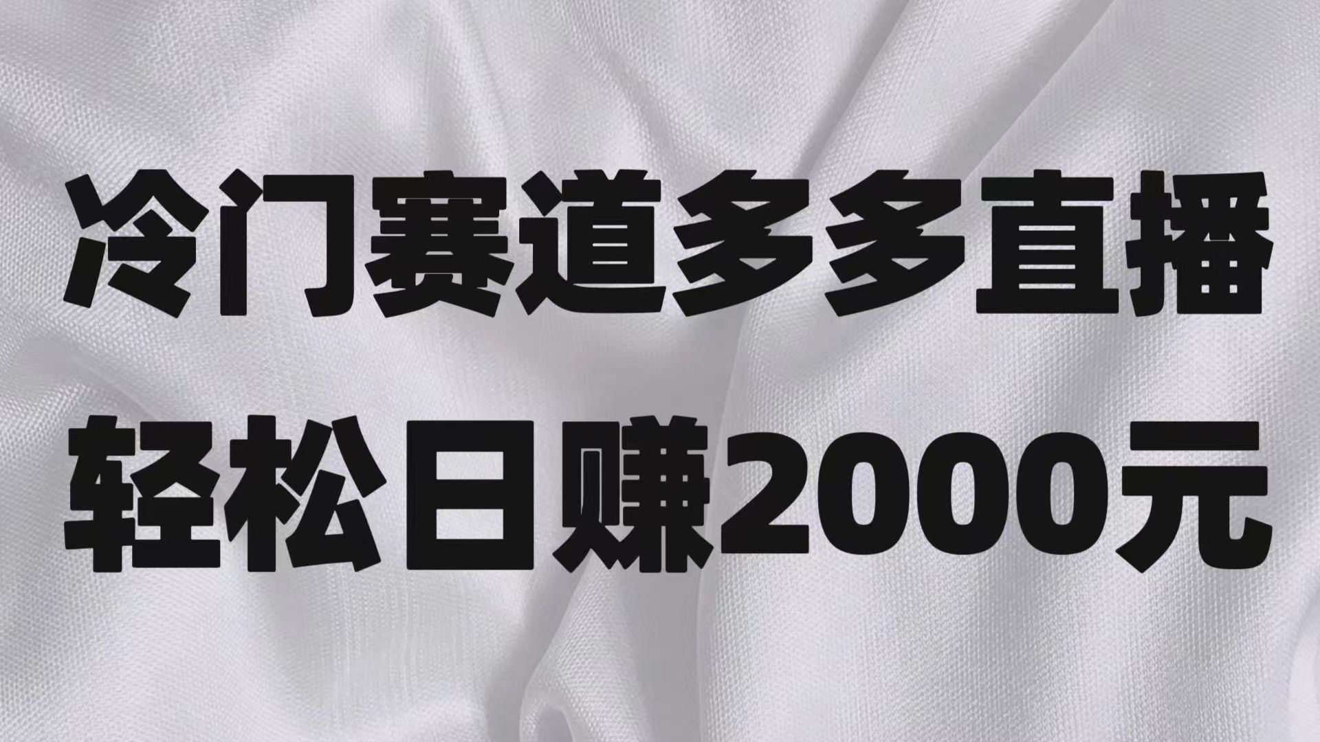 冷门赛道拼多多直播项目，简单念稿子，日收益2000＋ - 副业心选-副业心选