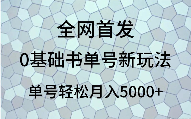 0基础书单号新玩法，操作简单，单号轻松月入5000+-副业心选
