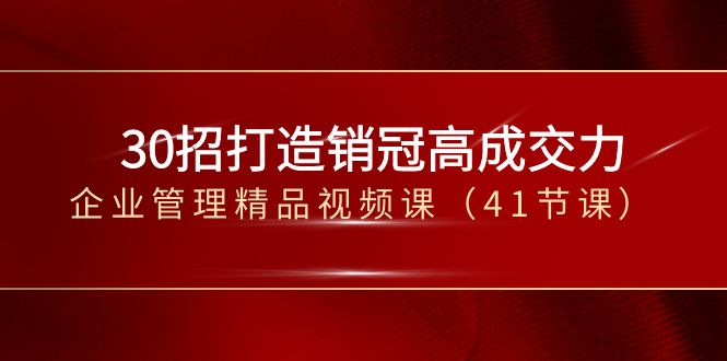 30招打造销冠高成交力-企业管理精品视频课（41节课）-副业心选