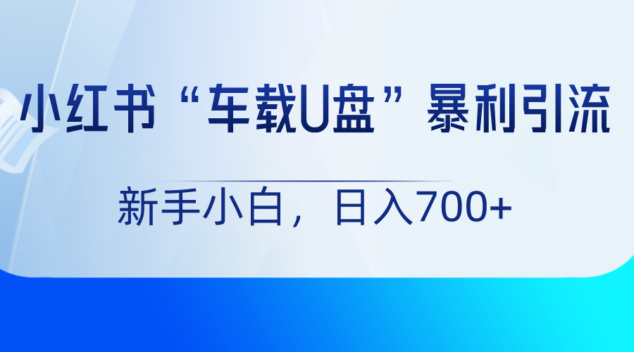 小红书“车载U盘”项目，暴利引流，新手小白轻松日入700+ - 副业心选-副业心选
