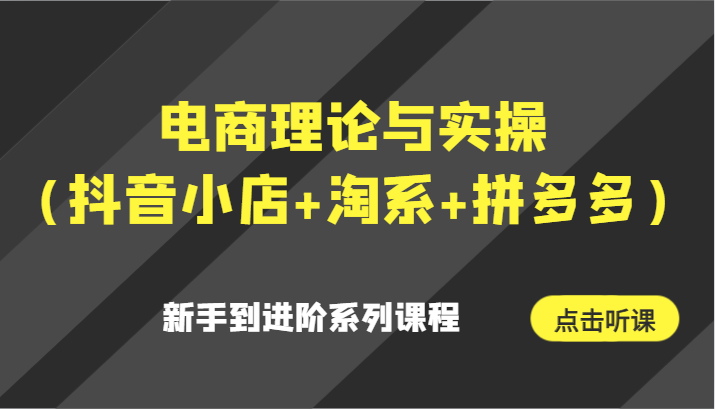 电商理论与实操（抖音小店+淘系+拼多多）新手到进阶系列课程 - 副业心选-副业心选