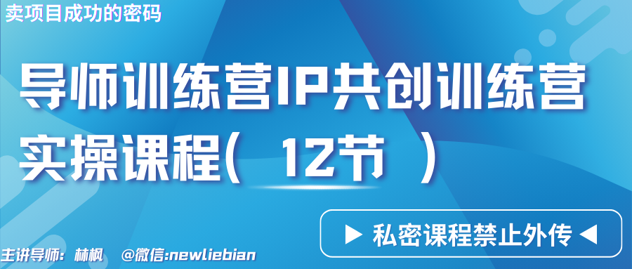 导师训练营3.0IP共创训练营私密实操课程（12节）-卖项目的密码成功秘诀 - 副业心选-副业心选