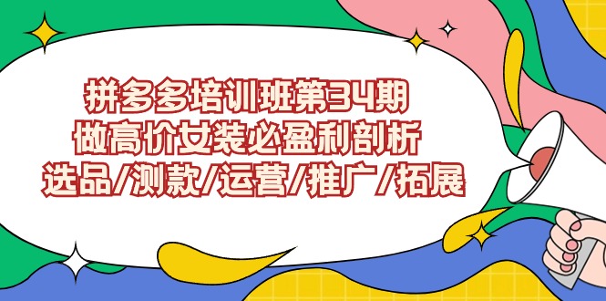 拼多多培训班第34期：做高价女装必盈利剖析 选品/测款/运营/推广/拓展-副业心选