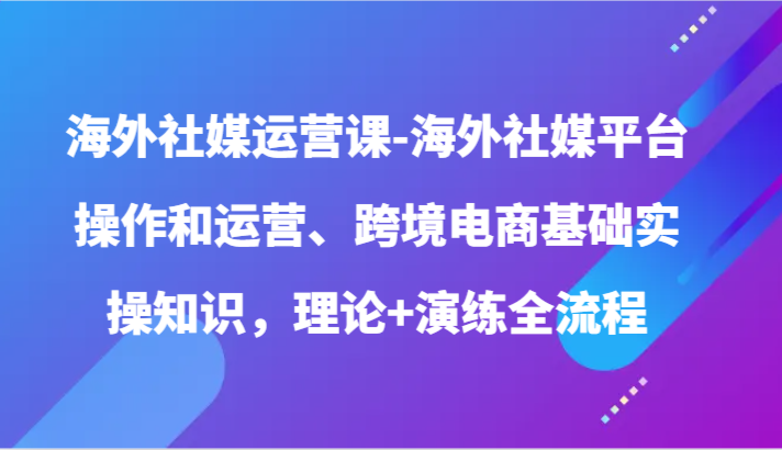 海外社媒运营课-海外社媒平台操作和运营、跨境电商基础实操知识，理论+演练全流程 - 副业心选-副业心选
