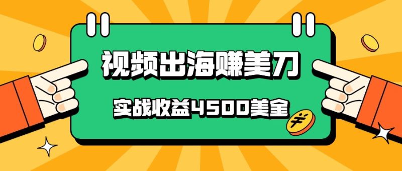 国内爆款视频出海赚美刀，实战收益4500美金，批量无脑搬运，无需经验直接上手-副业心选