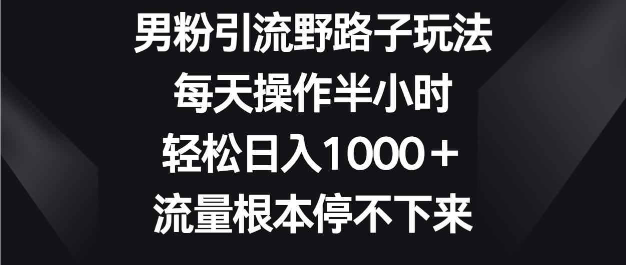 男粉引流野路子玩法，每天操作半小时轻松日入1000＋，流量根本停不下来 - 副业心选-副业心选