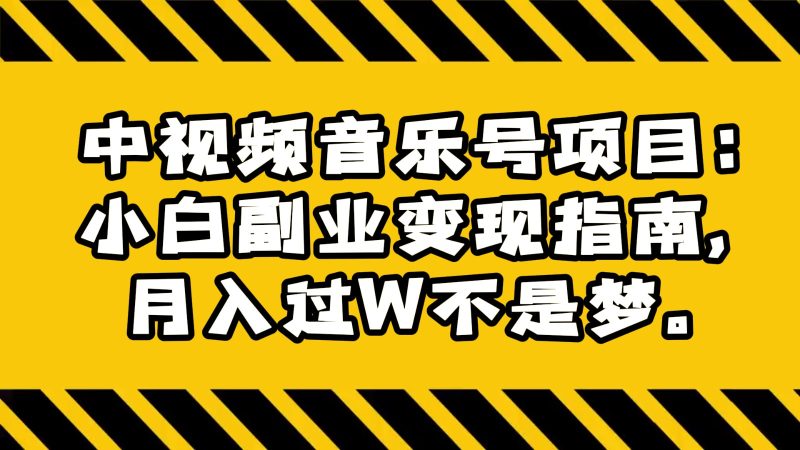 中视频音乐号项目：小白副业变现指南，月入过W不是梦。-副业心选