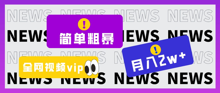 简单粗暴零成本，高回报，全网视频VIP掘金项目，月入2万＋ - 副业心选-副业心选