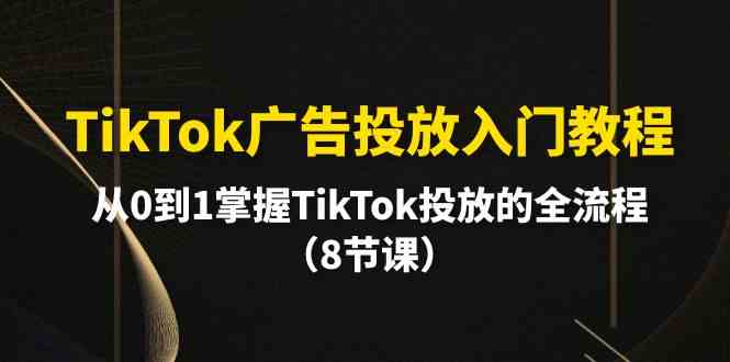 TikTok广告投放入门教程，从0到1掌握TikTok投放的全流程（8节课）-副业心选