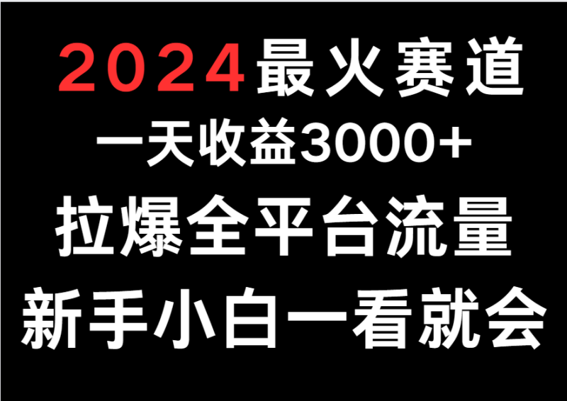 2024最火赛道，一天收一3000+.拉爆全平台流量，新手小白一看就会-副业心选