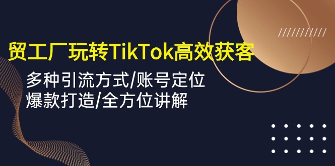 外贸工厂玩转TikTok高效获客，多种引流方式/账号定位/爆款打造/全方位讲解 - 副业心选-副业心选