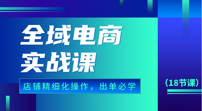 全域电商实战课，个人店铺精细化操作流程，出单必学内容（18节课） - 副业心选-副业心选