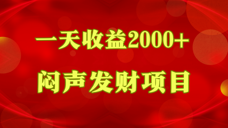 闷声发财，一天收益2000+，到底什么是赚钱，看完你就知道了-副业心选