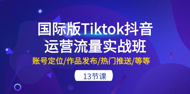 国际版Tiktok抖音运营流量实战班：账号定位/作品发布/热门推送/等等（13节） - 副业心选-副业心选