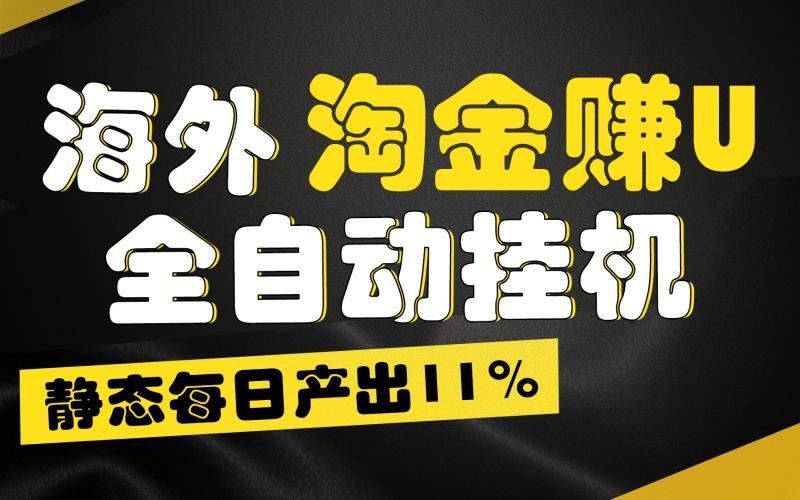 海外淘金赚U，全自动挂机，静态每日产出11%，拉新收益无上限，轻松日入1万+-副业心选