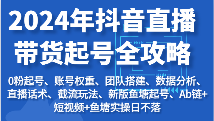 2024年抖音直播带货起号全攻略:起号/权重/团队/数据/话术/截流等-副业心选