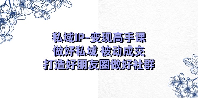 私域IP变现高手课：做好私域被动成交，打造好朋友圈做好社群（18节） - 副业心选-副业心选