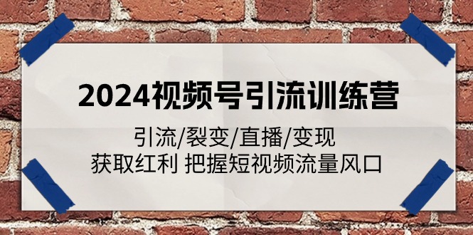 2024视频号引流训练营：引流/裂变/直播/变现 获取红利 把握短视频流量风口-副业心选