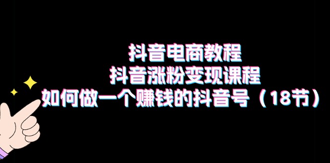 抖音电商教程：抖音涨粉变现课程：如何做一个赚钱的抖音号（18节）-副业心选