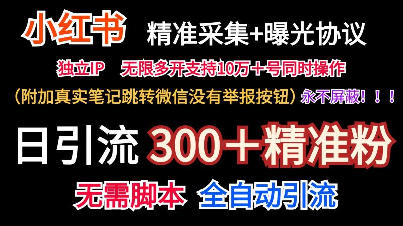 小红薯精准采集＋无限曝光＋真实笔记跳转微信，永不屏蔽（日引300＋精准粉） - 副业心选-副业心选