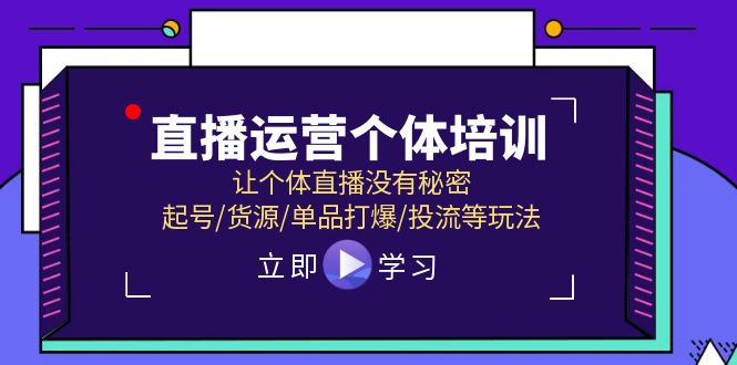 直播运营个体培训，让个体直播没有秘密，起号/货源/单品打爆/投流等玩法-副业心选