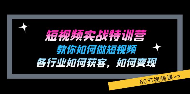 短视频实战特训营：教你如何做短视频，各行业如何获客，如何变现 (60节)-副业心选