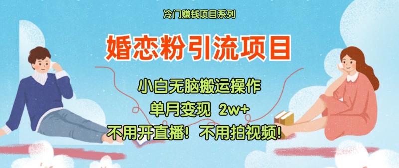 小红书婚恋粉引流，不用开直播！不用拍视频！不用做交付-副业心选