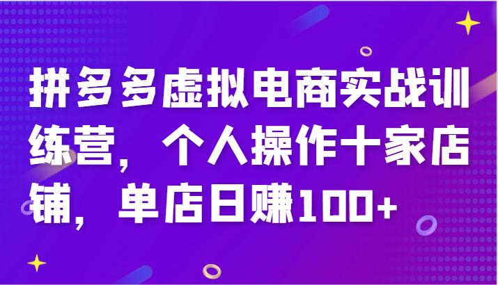 拼多多虚拟电商实战训练营，个人操作十家店铺，单店日赚100+-副业心选