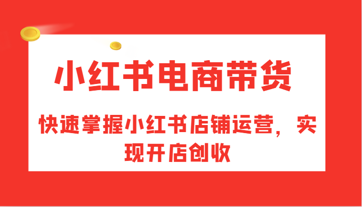 小红书电商带货，快速掌握小红书店铺运营，实现开店创收-副业心选