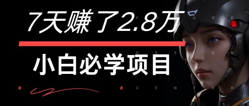 7天赚了2.8万！每单利润最少500+，轻松月入7万+小白有手就行-副业心选