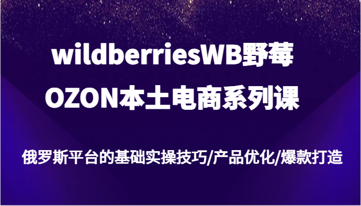 wildberriesWB野莓/OZON本土电商系列课，俄罗斯平台的基础实操技巧/产品优化/爆款打造 - 副业心选-副业心选
