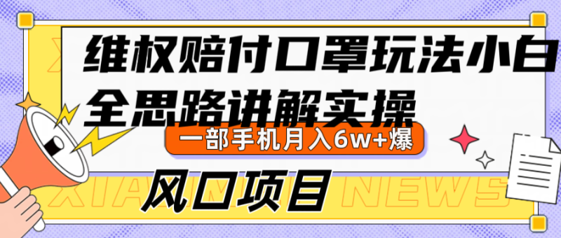 维权赔付口罩玩法，小白也能月入6w+，风口项目实操 - 副业心选-副业心选
