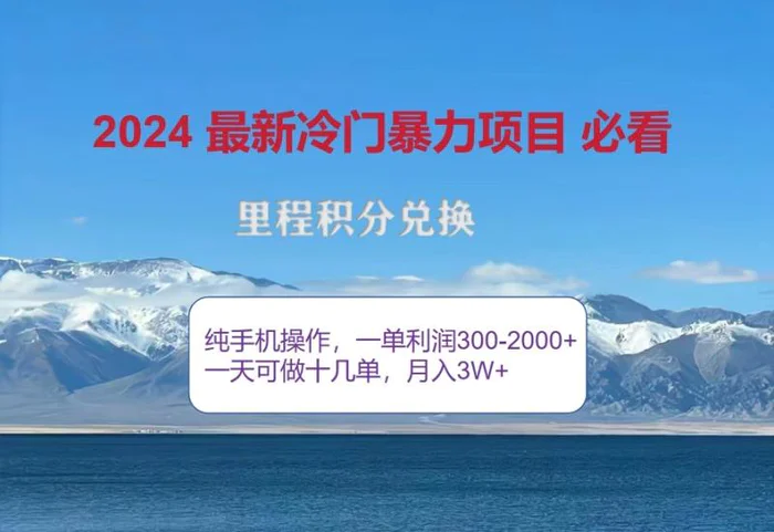 2024惊爆冷门暴利，里程积分最新玩法，高爆发期，一单300+—2000+-副业心选