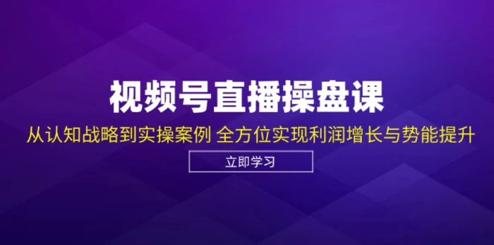 视频号直播操盘课，从认知战略到实操案例 全方位实现利润增长与势能提升 - 副业心选-副业心选