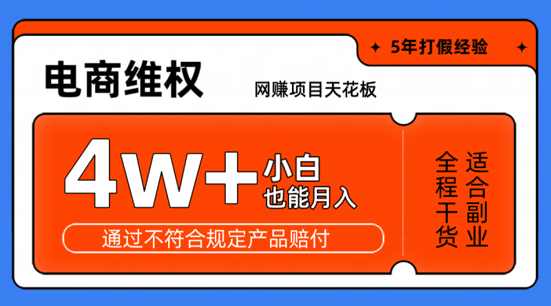 网赚项目天花板电商购物维权月收入稳定4w+独家玩法小白也能上手-副业心选